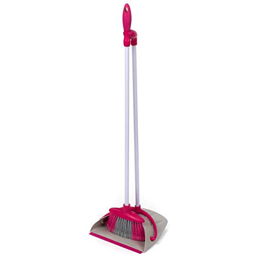 pink-dustpans-and-brushes Kleeneze KL062413EU Self-Standing Long Handled Dus