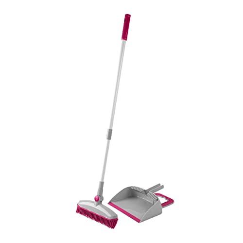 pink-dustpans-and-brushes Kleeneze KL068354EU7 Rubber Head Dustpan and Brush