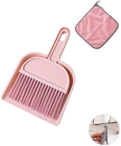 pink-dustpans-and-brushes meioro Mini Dustpan and Brush Set, Multi-Functiona
