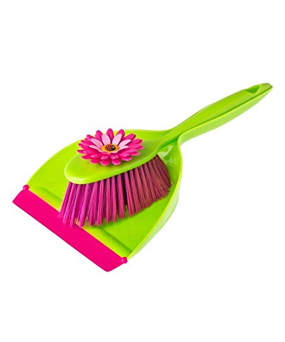 pink-dustpans-and-brushes Vigar by Addis Flower Power Handy Dustpan and Brus