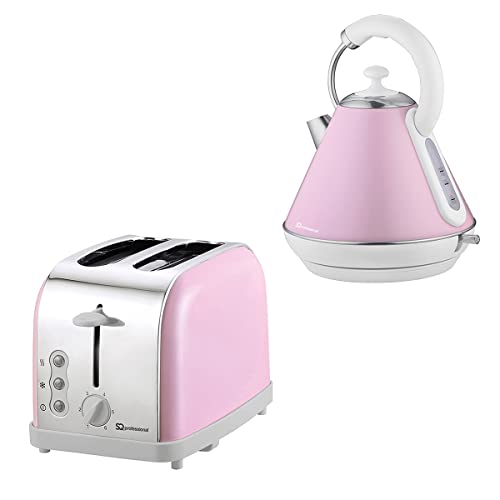 pink-kettle-and-toaster-sets SQ Pro Dainty Breakfast Set 2pc Kettle 2200W & 2 S