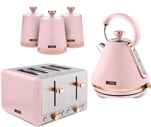 pink-kettle-and-toaster-sets TOWER Cavaletto Pink & Rose Gold 3KW 1.7L Pyramid