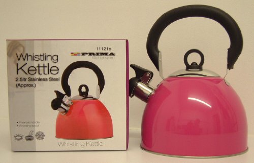 pink-kettles Whistling Kettle 2.5 Litre Stainless Steel Pink