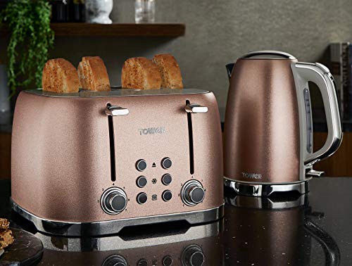 pink-toasters TOWER Glitz Blush Pink 3KW 1.7L Jug Kettle & 4 Sli