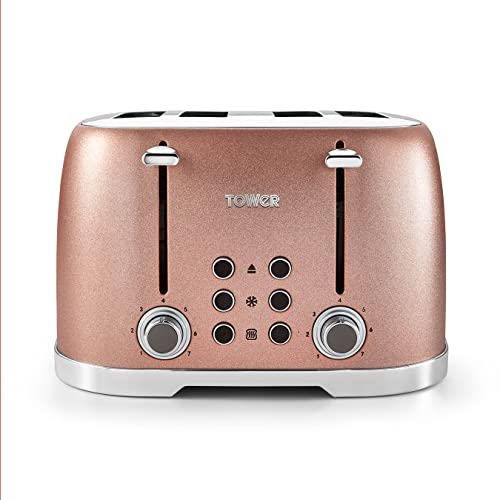 pink-toasters Tower T20030BP Glitz Sparkle 4 Slice Toaster, 1600