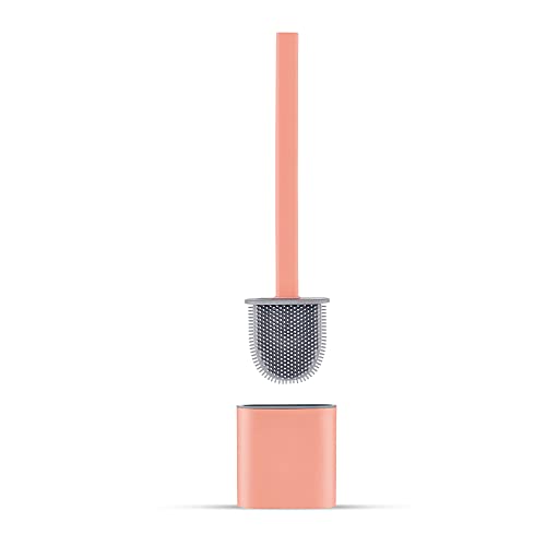 pink-toilet-brushes Ibergrif Silcone Toilet Brush with Plastic Holder,