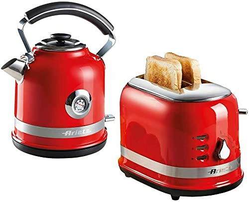 red-kettle-and-toaster-sets Ariete ARPK30 Moderna Cordless Kettle and 2 Slice