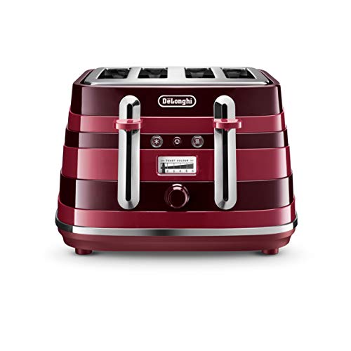 red-kettle-and-toaster-sets De'Longhi Avvolta 4-slot toaster, reheat, defrost