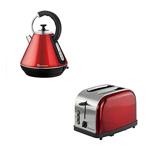 red-kettle-and-toaster-sets SQ Professional Breakfast Set 2pc Kettle 2200W & 2