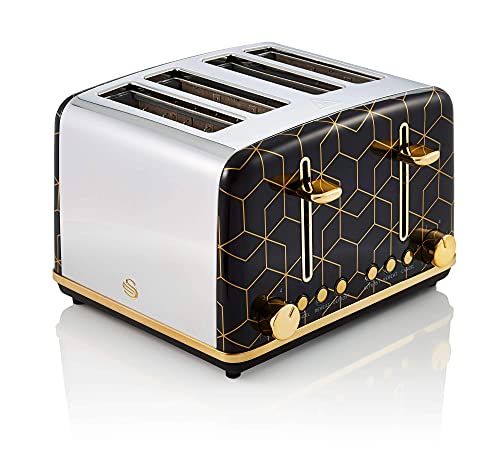 retro-toasters Swan Tribeca, 4 Slice Toaster, Multiple Functions