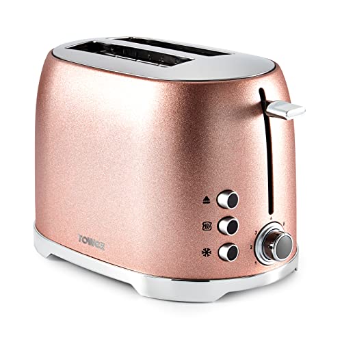 rose-gold-toasters Tower Glitz T20029BP 2 Slice Metal Toaster with Ad