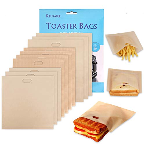 sandwich-toaster-bags XREXS 10 Pack Reusable Toaster Bags Non-Stick Toas