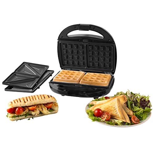 sandwich-toasters-with-removable-plates Progress EK3774P 3 in 1 Snack Maker, 850 W, Remova