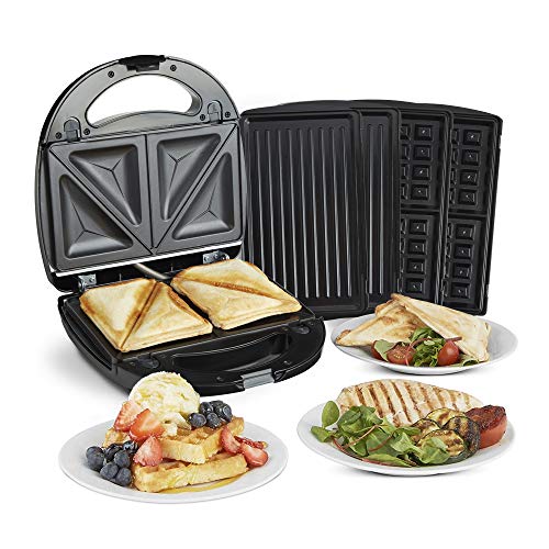 sandwich-toasters-with-removable-plates VonShef Waffle Maker 3 in 1 – Sandwich Toaster,