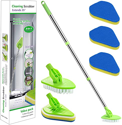 shower-mops long handled scrubbing Cleaning brush,2 in 1 Tub a