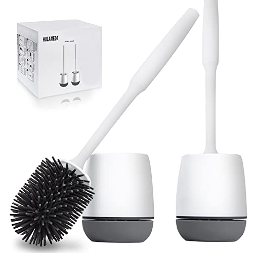 silicone-toilet-brushes Hulameda Toilet Brush and Holder 2 Pack, Silicone