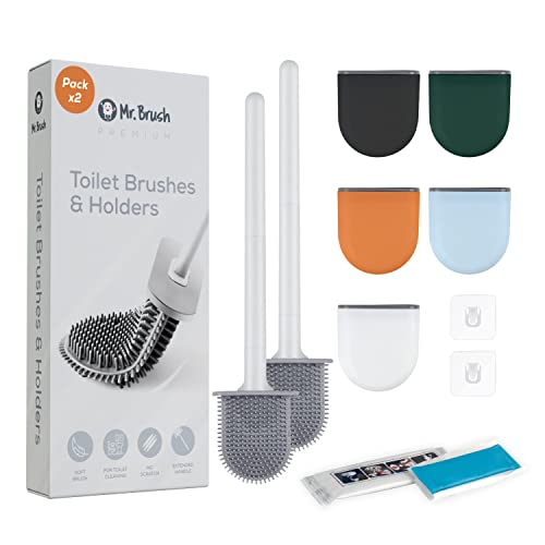 silicone-toilet-brushes MrBrush Premium Toilet Brushes & Holders, 2 PACK,