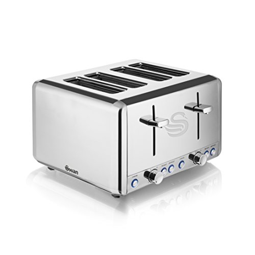 stainless-steel-toasters Swan ST14064N 4 Slice Toaster, Polished Stainless
