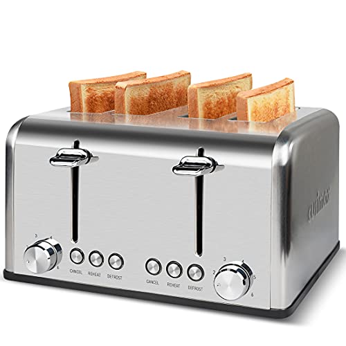 stainless-steel-toasters Toaster 4 Slices, Cusimax Stainless Steel Toaster