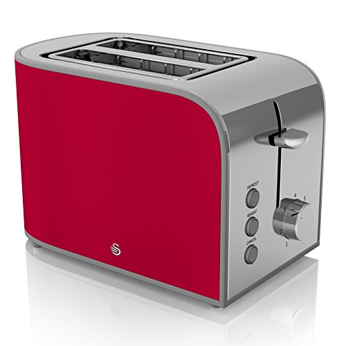swan-toasters Swan 2-Slice Retro Toaster, 800 Watt, Red