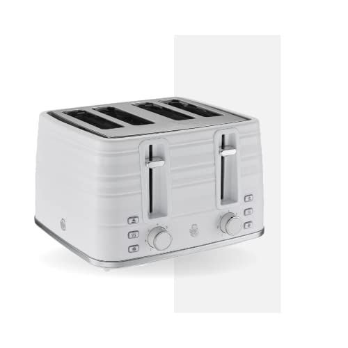 swan-toasters Swan 4-Slice Symphony Toaster, White, Defrost, Can