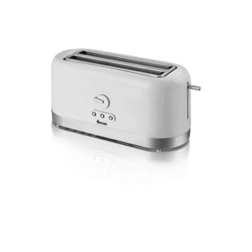 swan-toasters Swan 4 Slice Toaster, White, Variable Browning Con