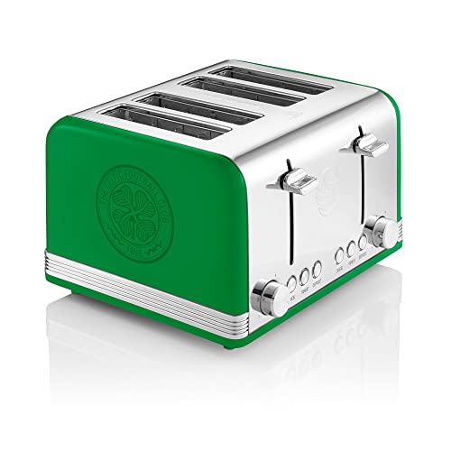 swan-toasters Swan Celtic 4 Slice Retro Toaster, Green, Electron