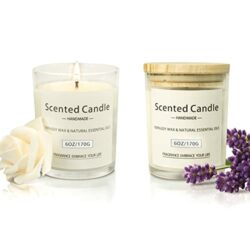 the-best-aromatherapy-candle-gift-sets Scented Candles Gift Set for Women: Glass Jar Aromatherapy Candle 2 Pack Can Burn 80 Hours Lavender and Gardenia Fragrance 100% Soy Wax 8% Essential Oils Use for Bath Yoga Birthday