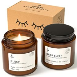 the-best-candle-gift-sets Sleep Candles Gifts for Women & Men, TRINIDa Aromatherapy Scented Candles Gift Set for Anxiety Relief & Perfect Sleep, Lavender Promotes Sleep, Chamomile Relieves Stress, Birthday Gifts for Her/Him