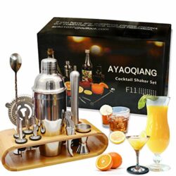 the-best-cocktail-gift-sets AYAOQIANG Cocktail Making Set, Cocktail Shaker Set 750ml Stainless Steel Bar Tool Set Bartender Kit with Display Stand