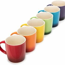 the-best-coffee-mugs Dawsons Living Multi-Coloured Stoneware Mugs Set - Wide Tea Coffee and Hot Chocolate Cups - Set of 6-11 oz / 312ml