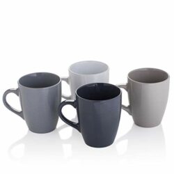 the-best-coffee-mugs Sabichi 178800 Grey Value Textured Stoneware 4pc Coffee Mug Set, 13oz Capacity