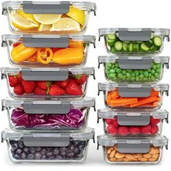 the-best-glass-meal-prep-containers Glass Food Storage Containers - [10 Pack] Healthy Meal Prep Boxes with Airtight Lids - Airtight Glass, BPA Free & Leak Proof (10 Lids & 10 Containers)