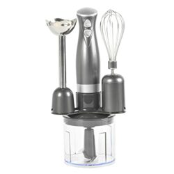 the-best-hand-whisk Salter EK2827GUNMETAL Cosmos 3 in 1 Hand Blender & Mixer Set, Electric Whisk & Mini Chopper Attachments, 350 W, Stainless Steel Blades, 500 ml Chopping Bowl - Blend Smoothies, Baby Food, Soups