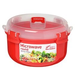 the-best-microwave-bowls Sistema Microwave Round Bowl | Microwave Food Container | 915 ml | BPA-Free | Red/Clear