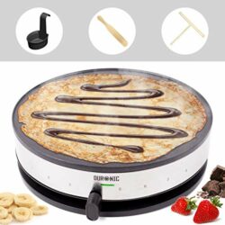 the-best-pancake-makers Duronic Crepe Maker PM131 | 33cm Electric Pancake Machine | 1300W | Cook Traditional French Crêpes and Galettes | Large 13” Non-Stick Hot Plate | Adjustable Temperature | Includes Crêperie Utensils
