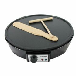 the-best-pancake-makers Schallen Black 1000W Electric Traditional Pancake & Crepe Maker Machine, 12" Hot Plate and Utensils Included