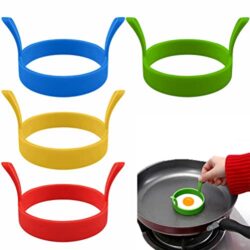the-best-pancake-moulds 4 Pack Egg Rings for Frying, Non Stick Fried Egg Ring Silicone Egg Frying Ring Egg Cooking Rings Heat-Resistant Pancake Rings Mold Round Egg Moulds for Frying Perfect Eggs Mcmuffin Crumpets