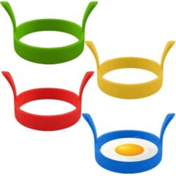 the-best-pancake-moulds 4 Pcs Silicone Egg Moulds Rings Egg Rings 3.1 Inch Non Stick Egg Moulds Heat Resistant Pancake Rings Round Egg Ring Moulds for Cooking Perfect Fried Eggs Mcmuffin Crumpets, Multicolor