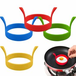 the-best-pancake-moulds 4 Pcs Silicone Egg Rings for Frying, 3.15 inch Non Stick Fried Egg Moulds, Heat-Resistant Pancake Mould with Handle for Frying Eggs, Pancake, Mcmuffin, Omelettes, Crumpets