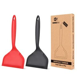 the-best-pancake-spatula Pack of 2 Wide Silicone Spatula ,Nonstick Pancakes Shovel, Fried Flexible Turner, BPA Free Kitchen Cookwares with High Heat Resistant for Egg, Cookie,Omelette,Fish,Burgers