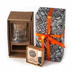 the-best-whiskey-gift-sets Whisky Gift Set | Large Old Fashioned Whisky Glass | 12pcs Whiskey Stones with Pouch Gift Box | Perfect Idea as Gift for Dad |Best Man Gift Whiskey Glass | 50th Birthday Gift for Men&women (Dark Grey)