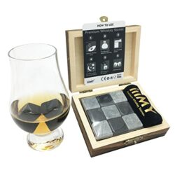 the-best-whiskey-stones-gift-sets iiiMY Whisky Stones Gift Set of 9 Natural Soapstone and Granite Chilling Rocks with Stylish Wooden Box and Free Velvet Pouch