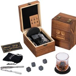 the-best-whiskey-stones-gift-sets Whiskey Stones and Whisky Glass Gift Set for Men - 4 Whiskey Chilling Rocks - 1 Whiskey Scotch Bourbon Glass - Christmas Gift Fathers Day Present for Him Boyfriend Dad Husband