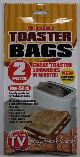 toaster-bags 2 PACK NON STICK RE-USABLE TOASTER TOASTING TOASTI