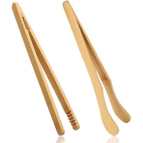 toaster-tongs 2 pcs Bamboo Toaster Tongs, 18 cm/7 inch Wooden To