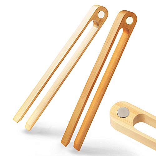toaster-tongs Magnetic Bamboo Toaster Tongs: 100% Natural 8.7”