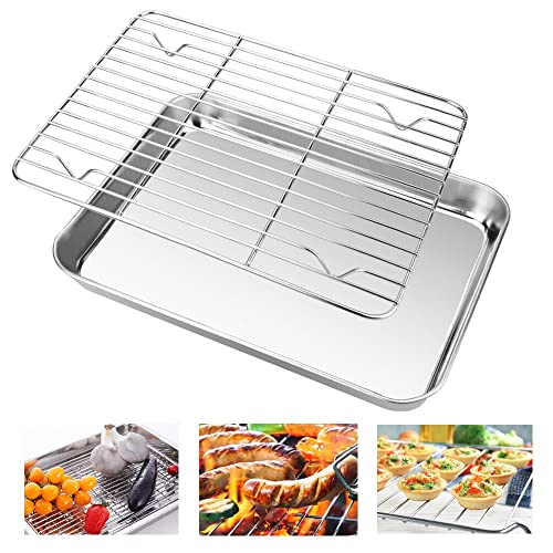 toaster-trays EMAGEREN Baking Tray with Rack Set Stainless Steel