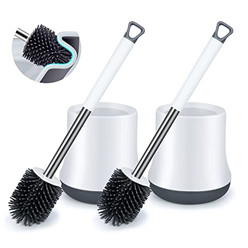 toilet-brush-sets Silicone Toilet Brush and Holder Set 2 Pack, ENSPO