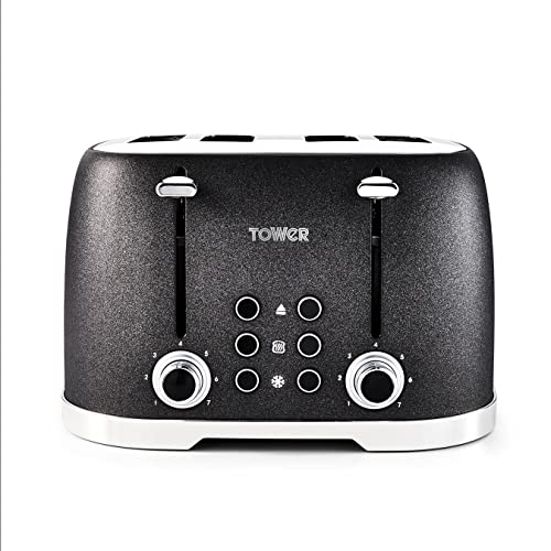 tower-toasters Tower T20030 Glitz Sparkle 4 Slice Toaster, 1600W,